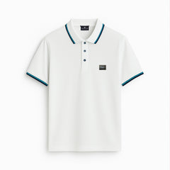 POLO WHITE-BLUE CON PLACA