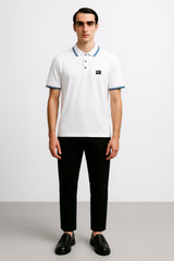 POLO WHITE-BLUE CON PLACA