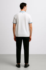 POLO WHITE-BLUE CON PLACA
