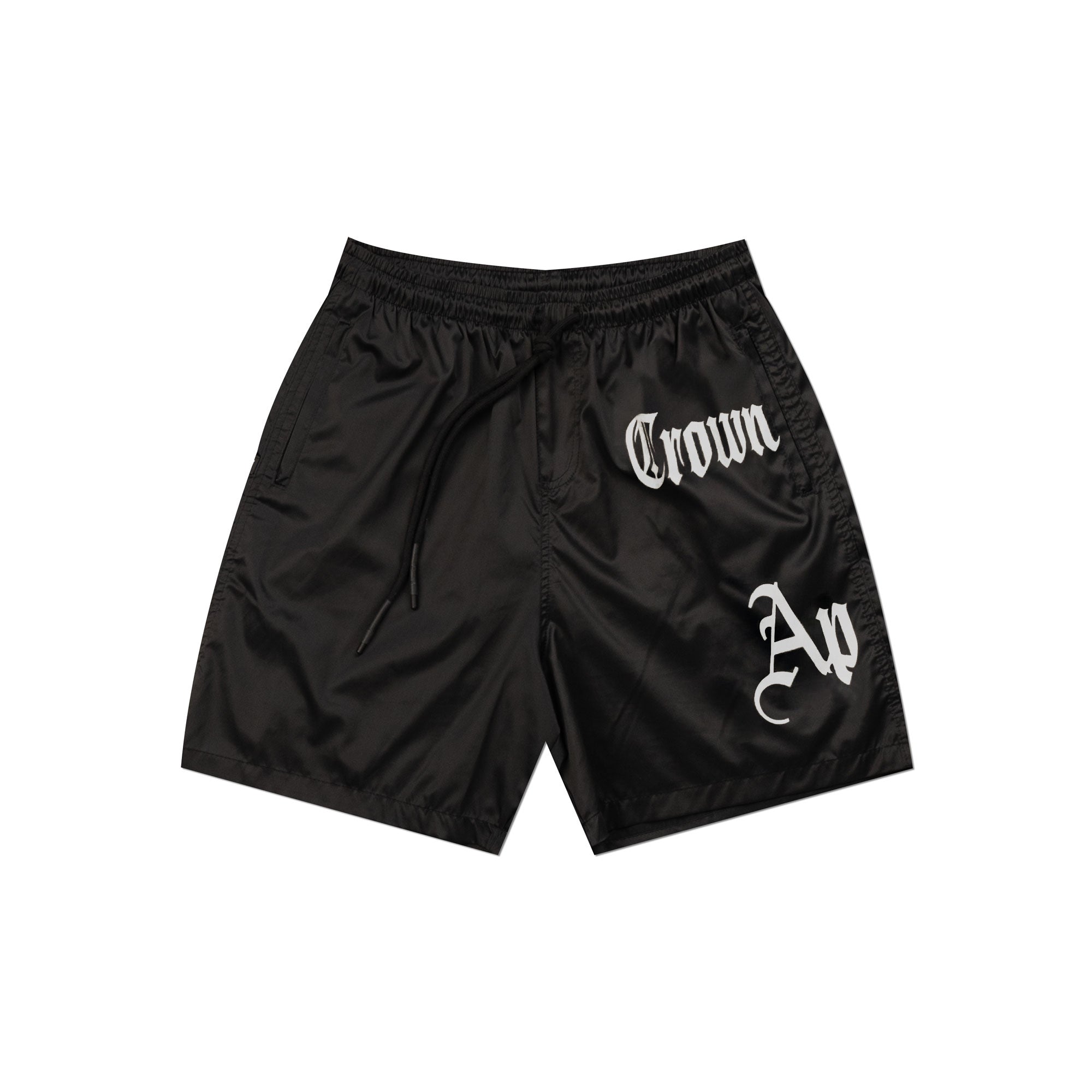 GRIM BLACK SHORTS - AP CROWN - ANCESTRAL STREETWEAR