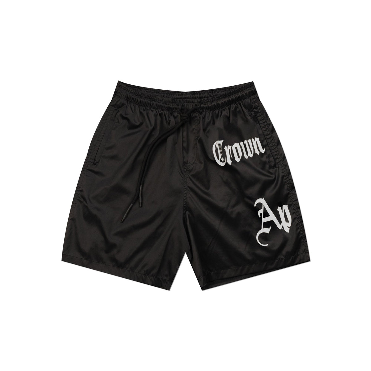 GRIM BLACK SHORTS - AP CROWN - ANCESTRAL STREETWEAR