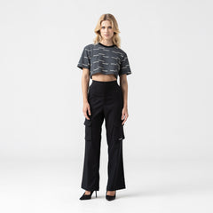 ISOLDEN CROP TOP WOMEN BLACK METEORITE