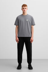 CAMISETA GRIS CON PLACA CON LOGOTIPO