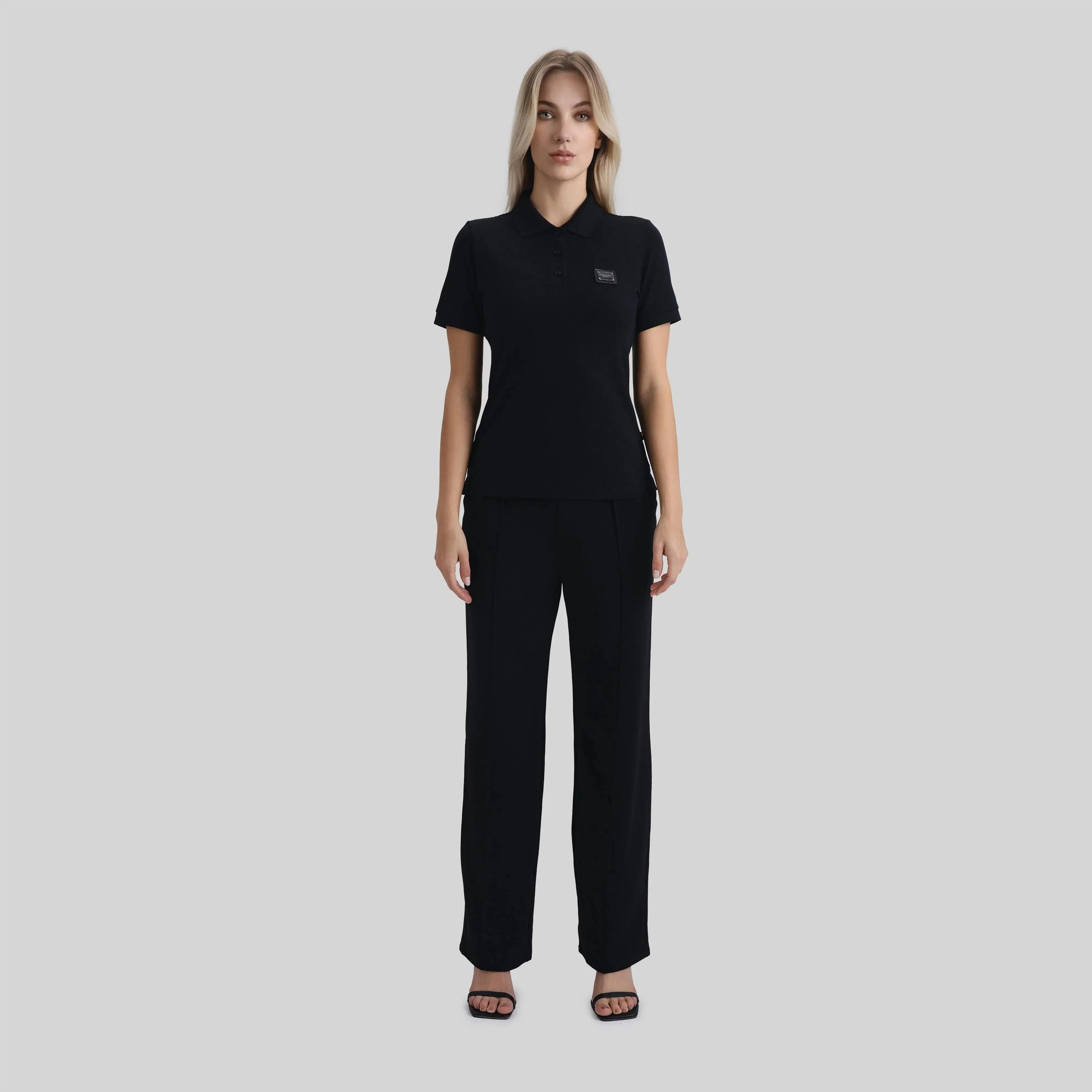 SUZUKA T-SHIRT POLO WOMEN BLACK - Monastery