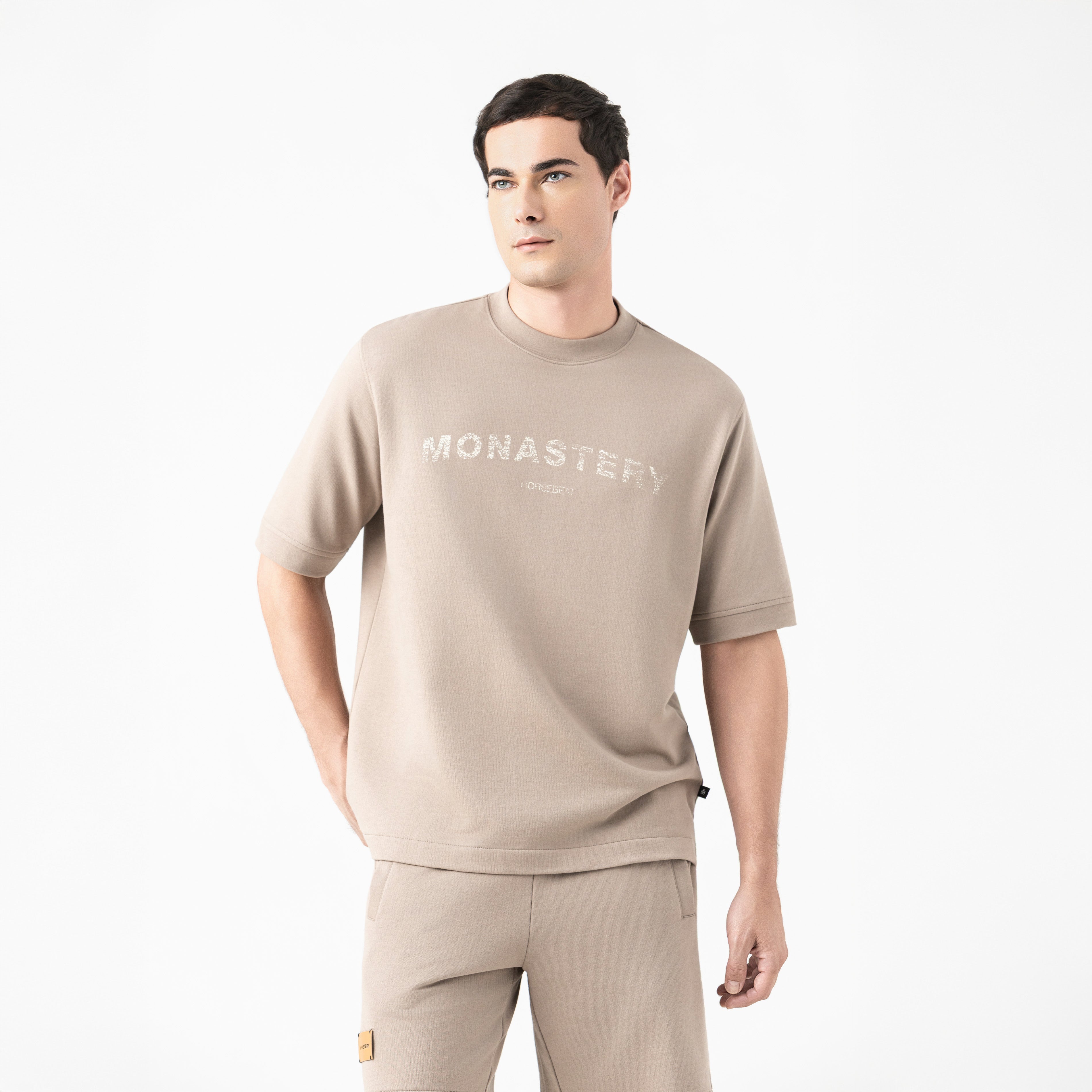 VIKRANT T-SHIRT OVERSIZED MEN TAUPE GRAY