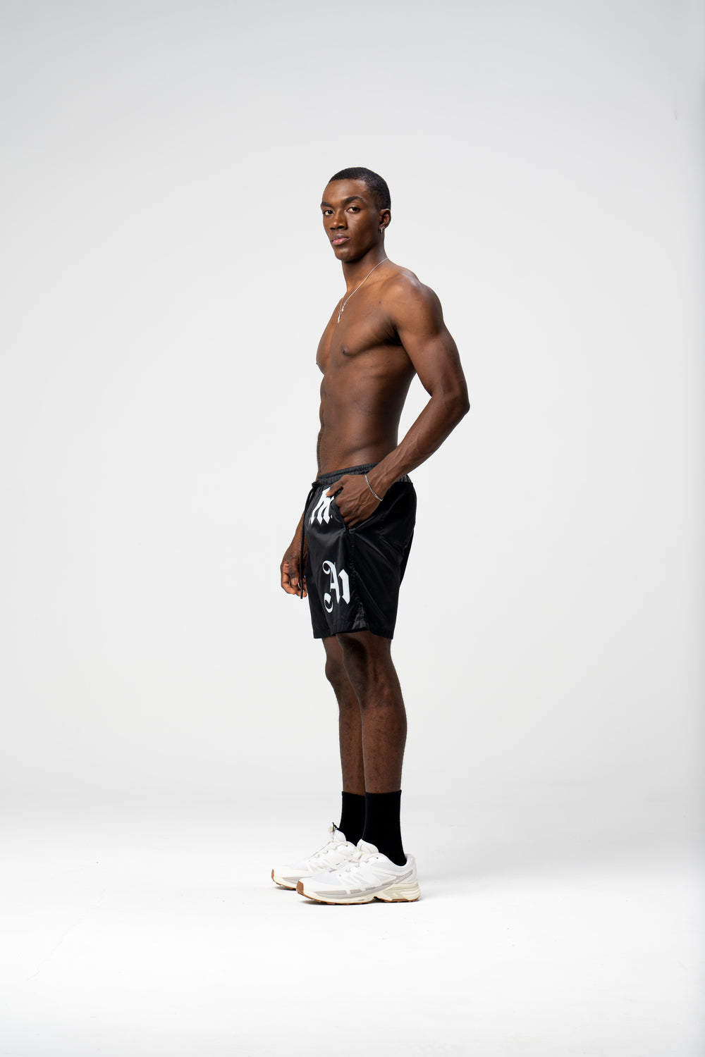 GRIM BLACK SHORTS - AP CROWN - ANCESTRAL STREETWEAR
